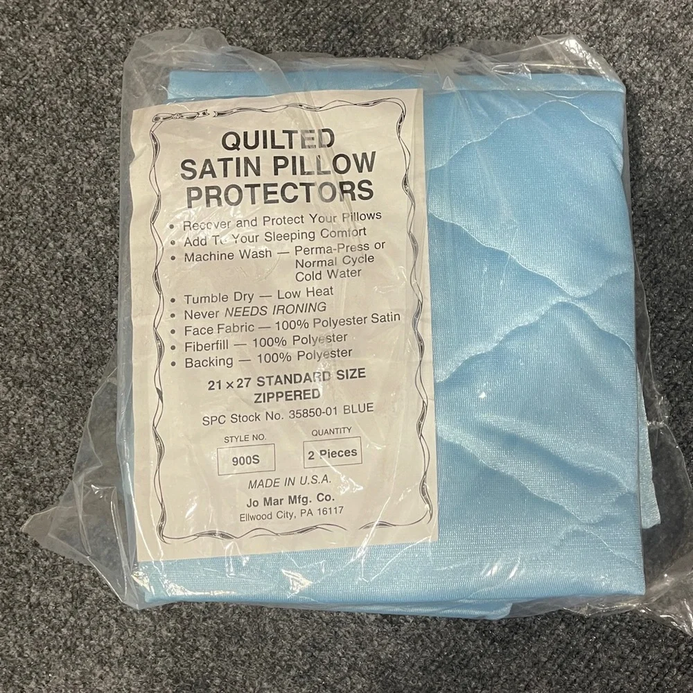 *NWT Quilted Satin Light Blue Pillow Protector